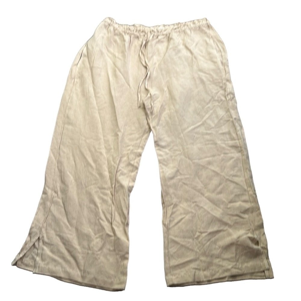 Side stitch linen wide leg pants size 1X Logan look flowy breathable
